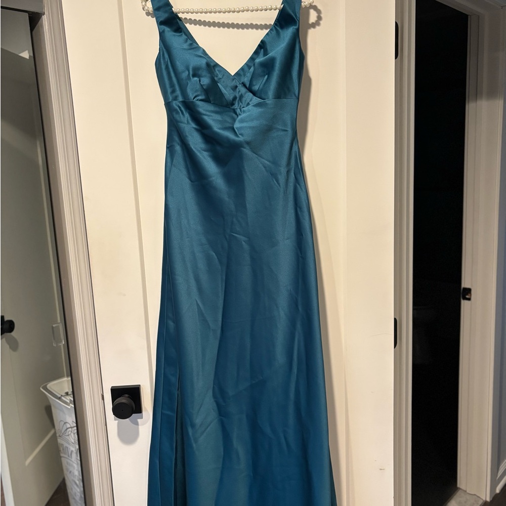 Elegant Blue Satin Dress